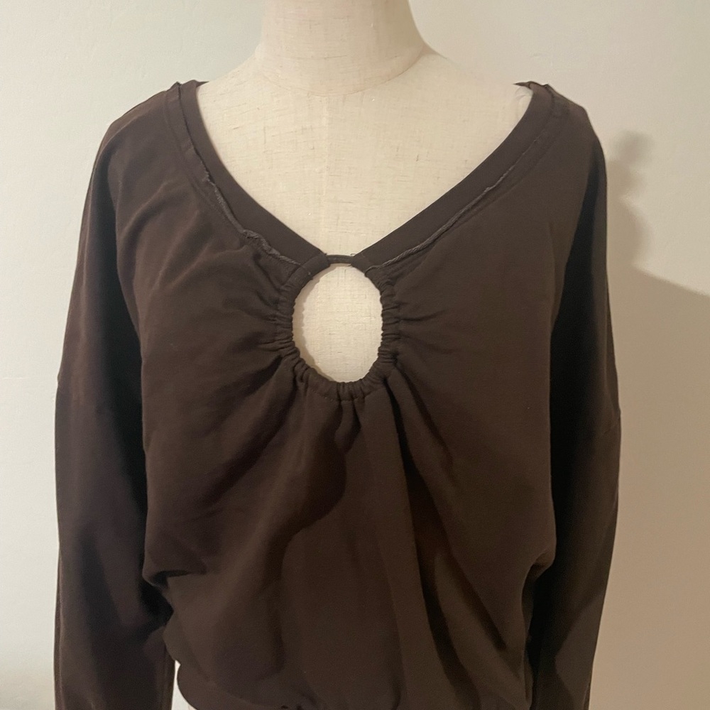 Brown V-Neck Women's Top